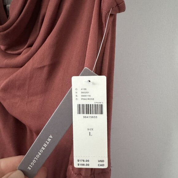 Maeve Asymmetric Tie-Waist Satin Midi Dress - Size L - Pink/Rose - Picture 6 of 6